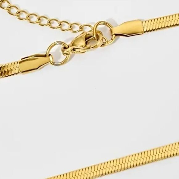 Necklace 18K Gold Plating Titanium Steel Snake Chain Choker Necklace - Picture 2 of 3